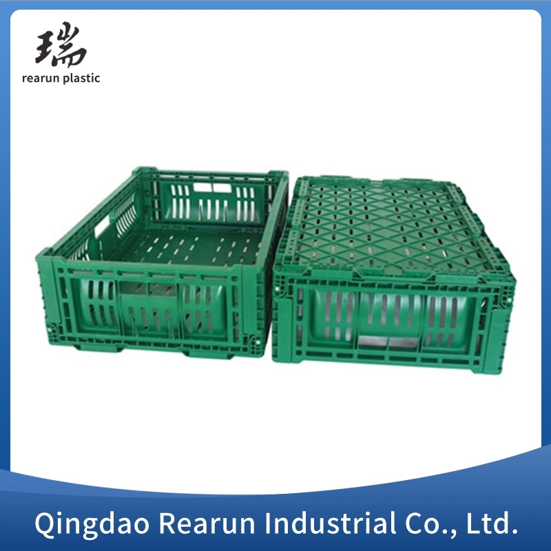 Folding Plastic Turnover Basket Quare Storage Stacking Basket with Holes