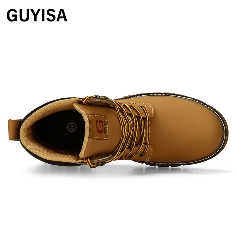Guyisa Grown High Cut Men's Safety Shoes Outdoor Waterproof Toe Safety Work Steel Shoes