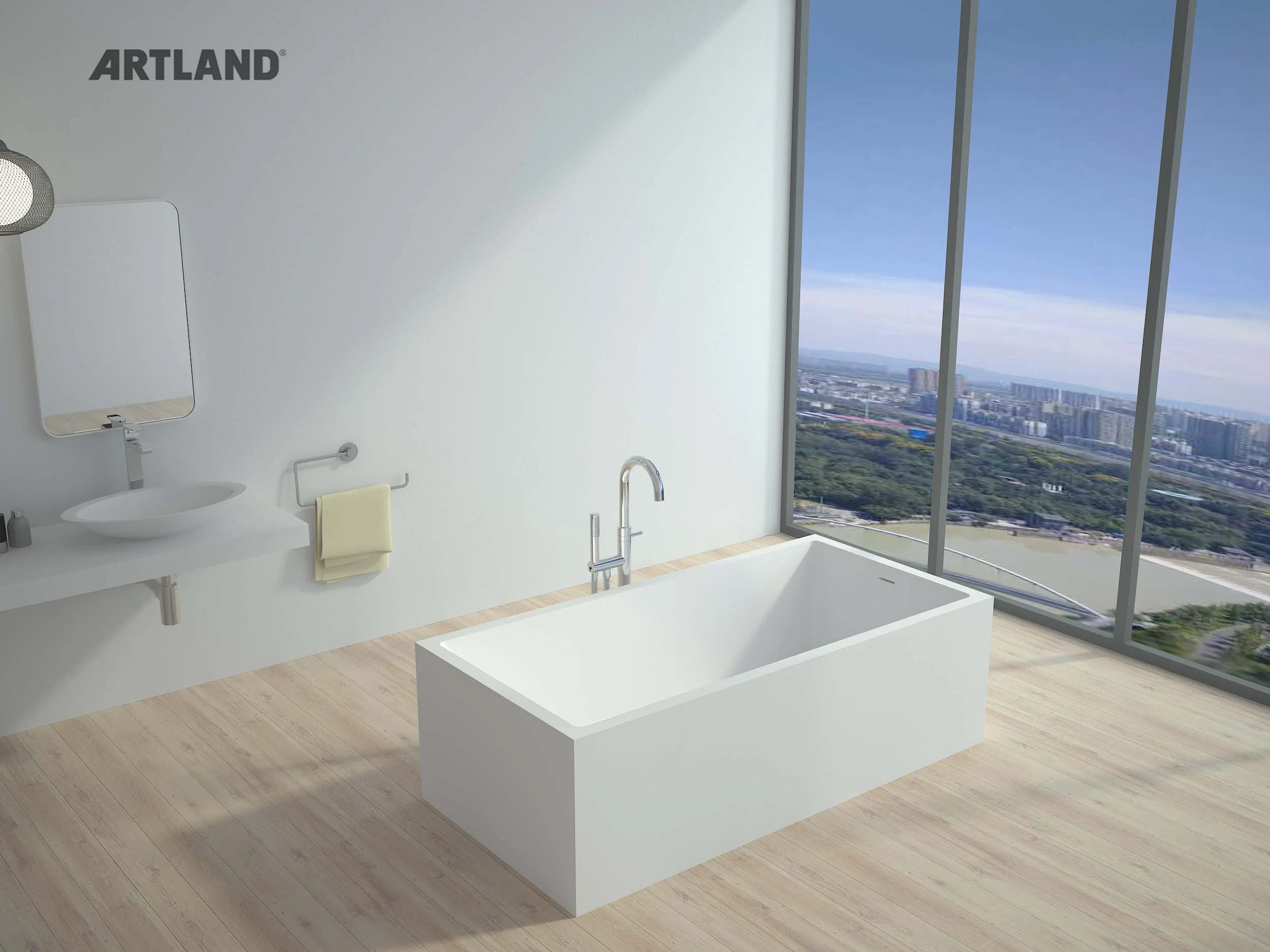 Good Price Luxury Pure White Freestanding Solid Surface Bathtub