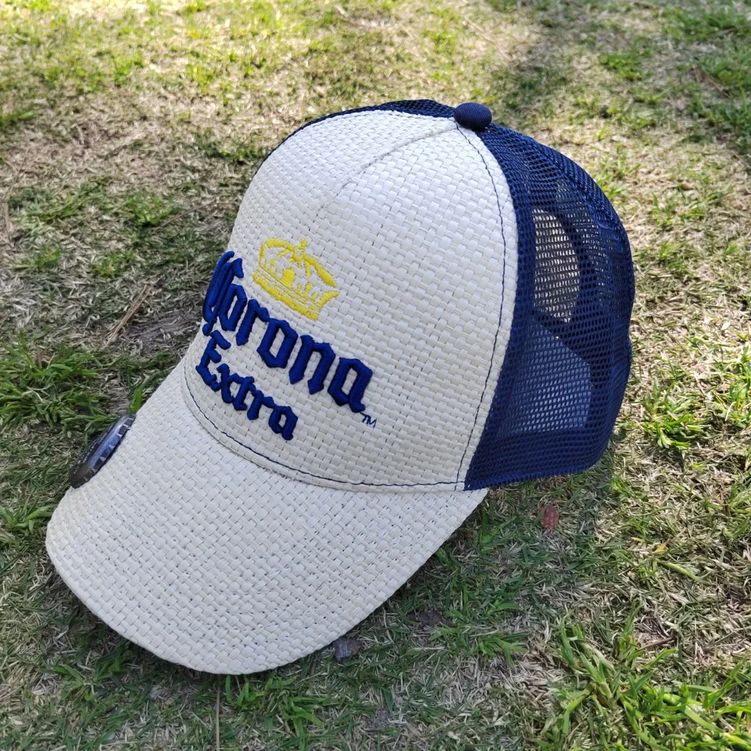 Boné com tampa de basebol em malha de papel Opener Hat Summer Sun Cap pode abrir o boné de desporto Cap Hat Papyrus Woven Boné de rede