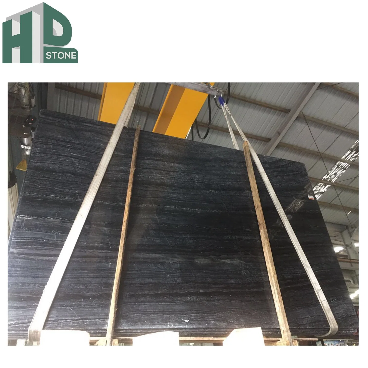 Chinese Ancient Wooden Grain Zebra Black Polished Marble Slabs Bookmatch