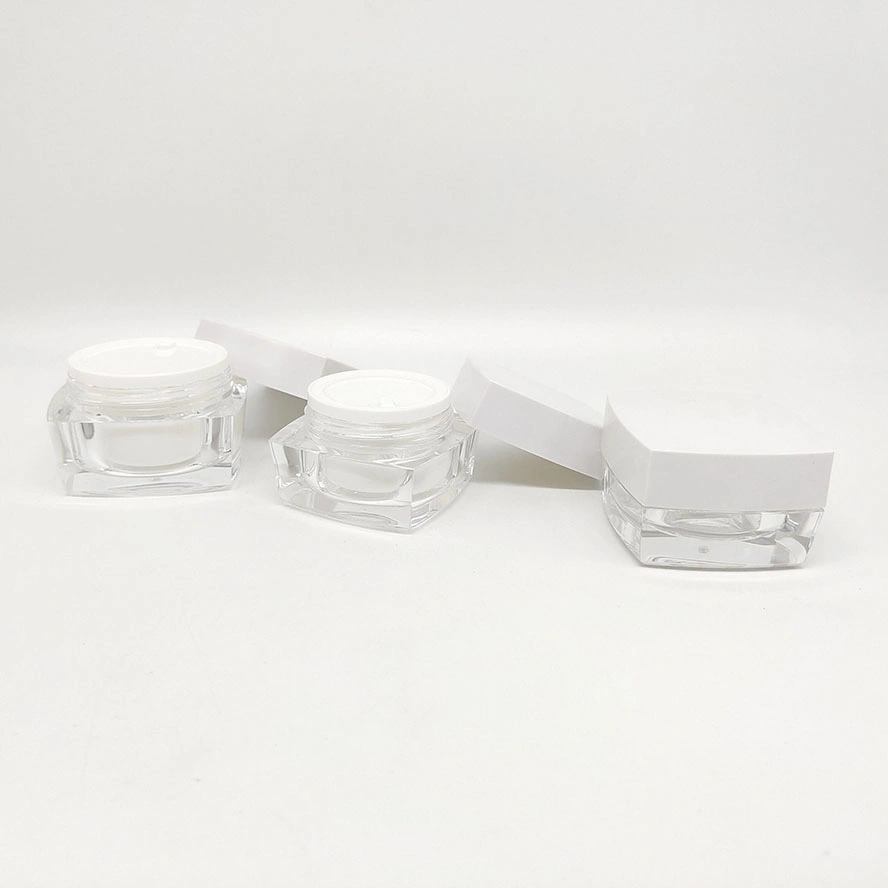 Empty Square Set Cream Jar and Airless Serum Lotion Acrylic Plastic Bottle