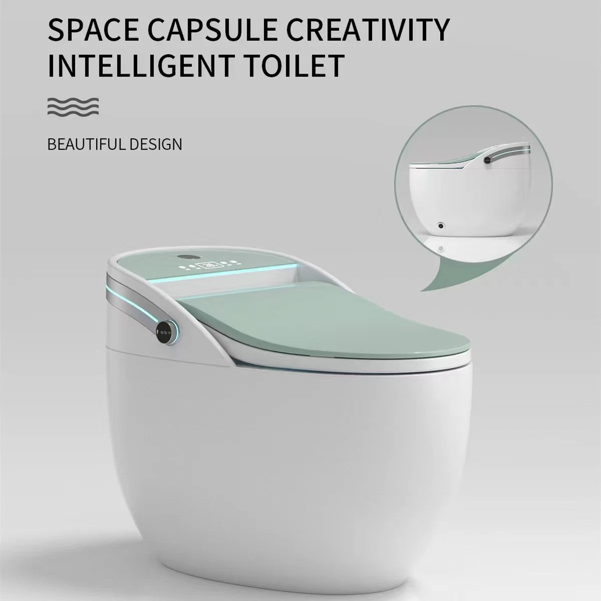 Modern Intelligent Ceramic Bathroom Sanitary Ware Wc Space Saving Waste Trap Smart Toilet with Waterproof Multifunction Control