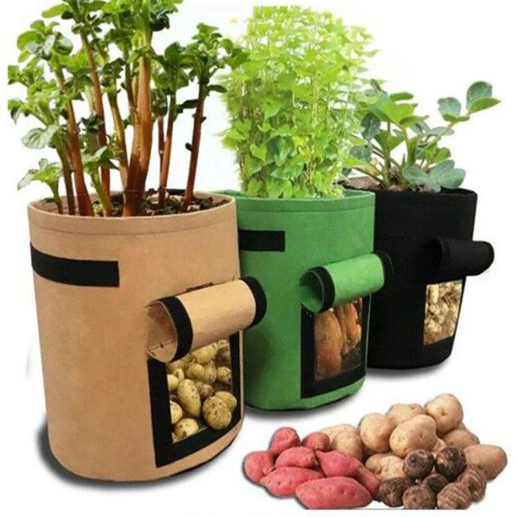 Vegetable Potato Growing Bag/ Felt Grow Bags with Handle Garden Fabric Growing Planting Bag