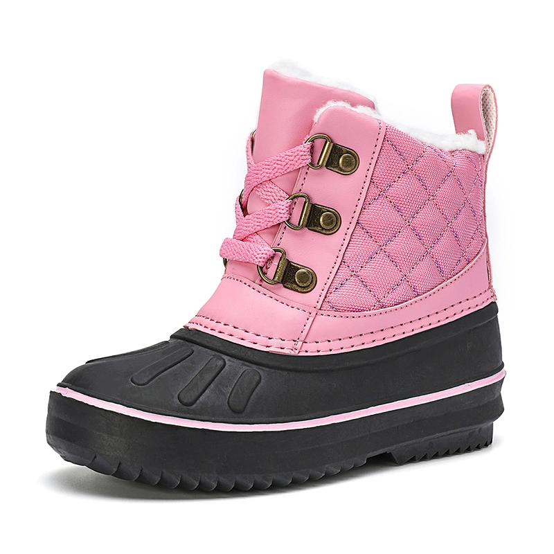 Fashion Oxford Cloth para criança botas Winter Girl Trellis Snow Sapatilhas para criança à prova de água