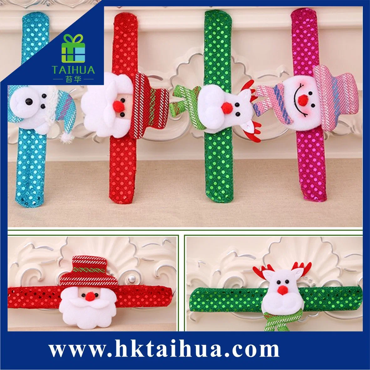 Pulseiras de tapa do Papai Noel, Boneco de Neve e Urso para o Natal. Pulseiras de mão com LED para bater palmas. Para crianças e adultos.