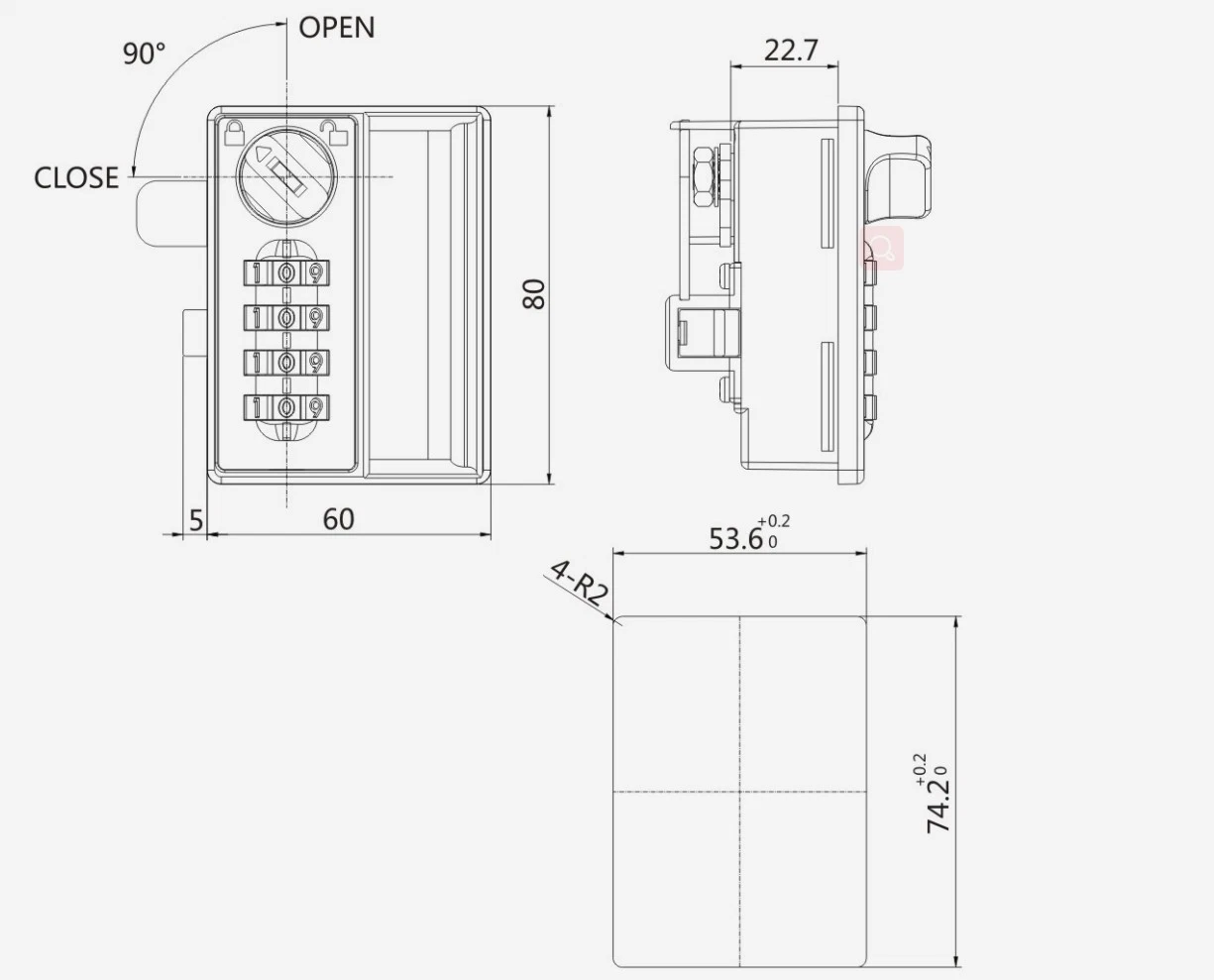 Titular con cerradura de combinación de 4 dígitos para Locker