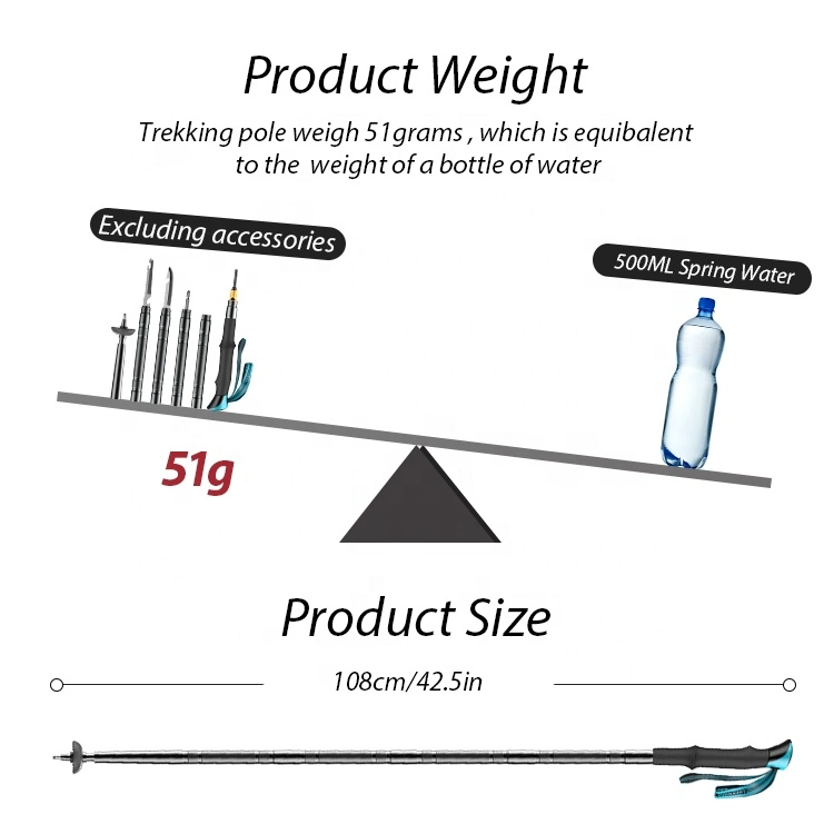 Kinggear Zusammenklappbar Aluminium Multifunktional Taktisches Trekking Überlebensmast Taktisches Gehen Stick