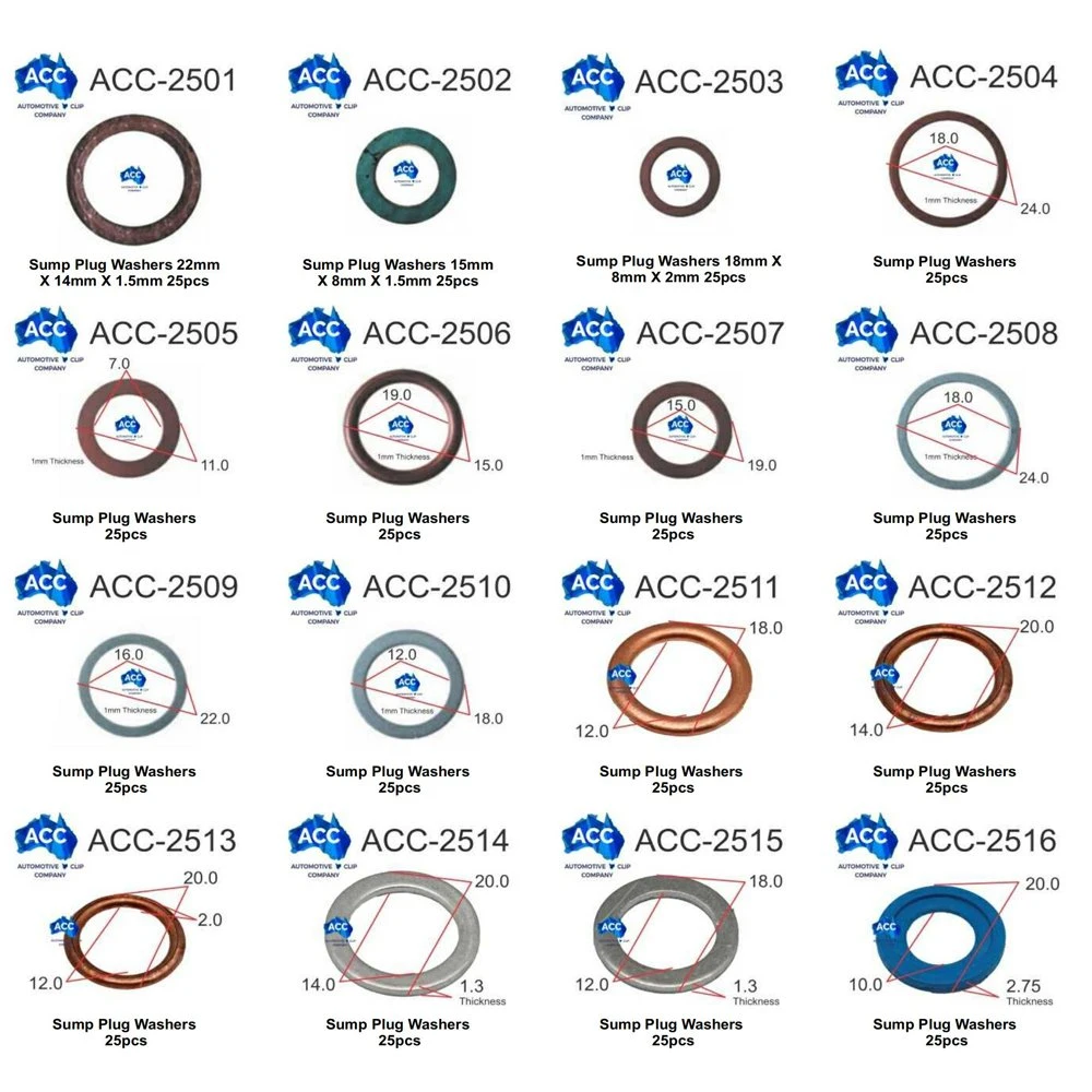 Boa qualidade de auto peças de automóveis de metal/borracha/Cobre/Aço Inoxidável/Azul em alumínio cinzento de esvaziamento de óleo junta Arruela Plana