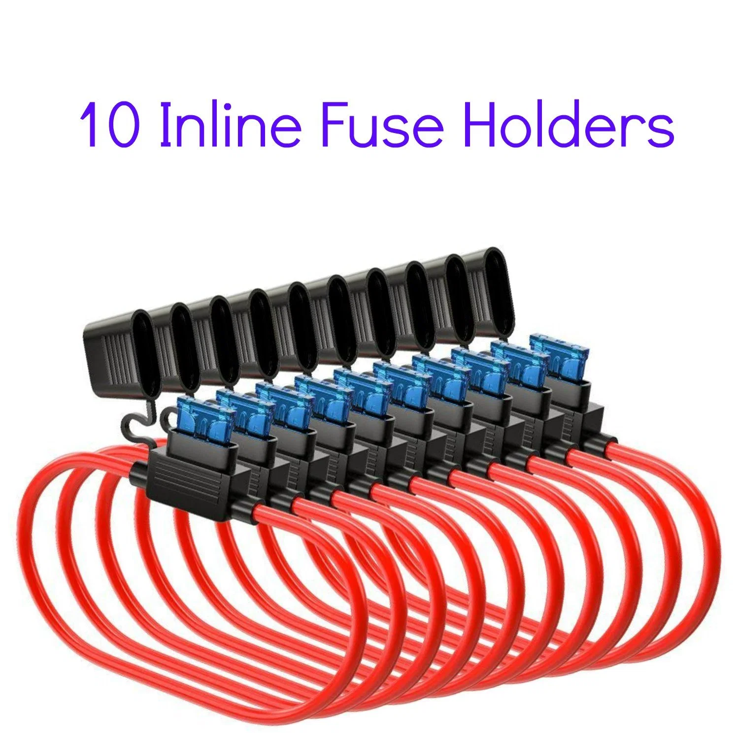 120 Assorted Fuses with 10 Inline Fuse Holders - Includes Fuse Puller Tool, Great for Use on Car