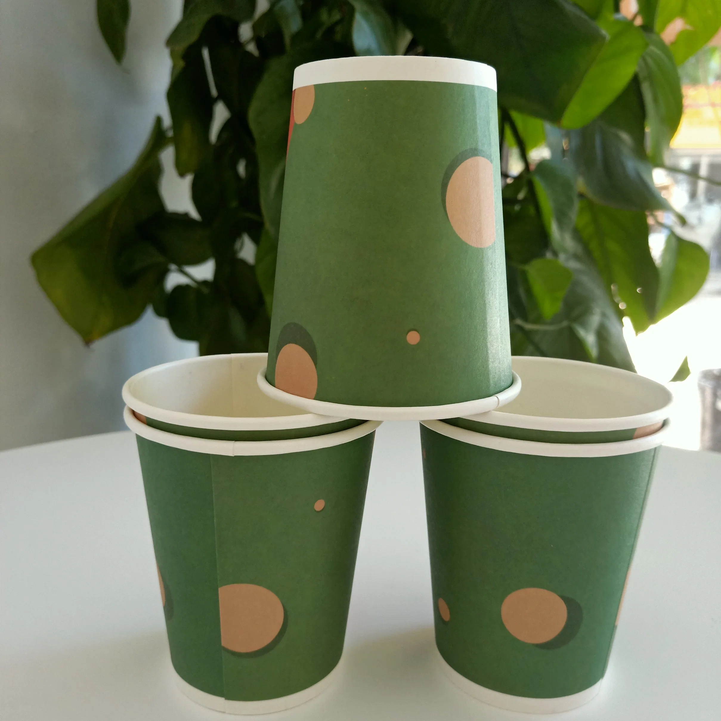 100% Paper Plastic Free Without PE Paper Cup Custom Logo Biodegradable Disposable Coffee Paper Cup