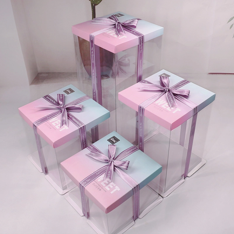 Cajas de molde de pastel rosa personalizadas al por mayor Cajas de herramientas claras para pasteles Transparente