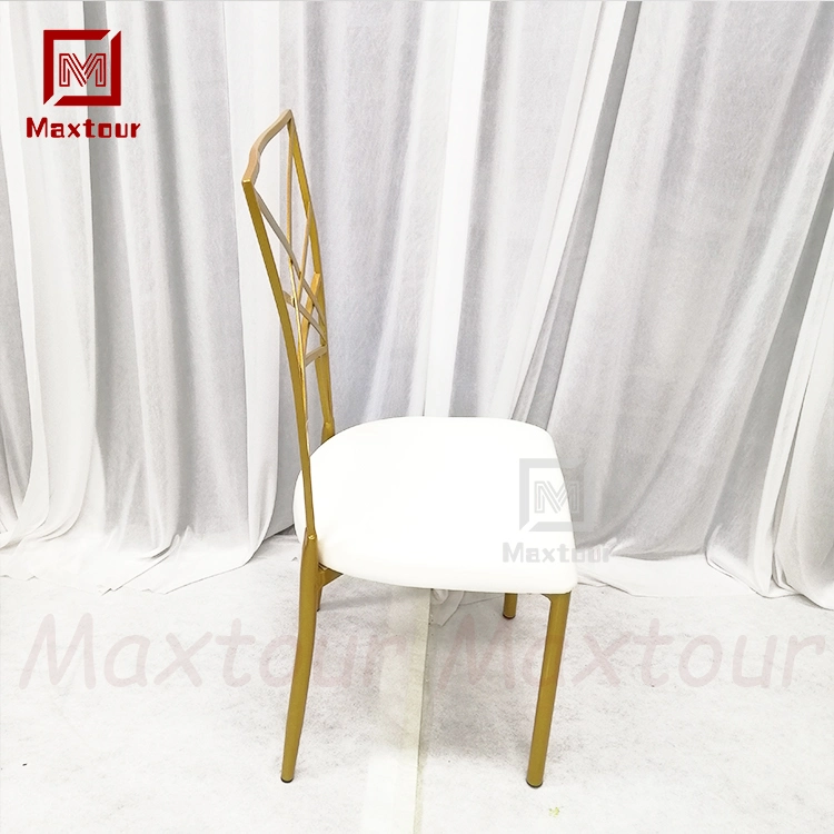 Eventos de bodas de oro de camaleón atrás de la cruz de metal Cable Silla de Comedor Salón para bodas