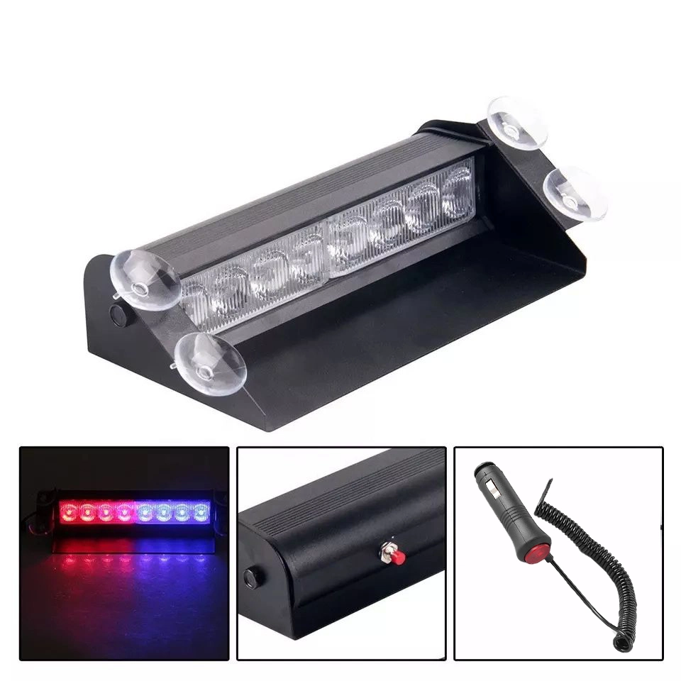 12V Auto Strobe Blinklichter Lampe 8 LED-Notwarnung Windschutzscheibe blinkende LED-Leuchte blinkt rot/weiß/blau für Auto