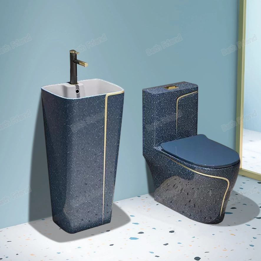 Chaozhou Sanitary One Piece Commode Indoro Lavabo Colored Set Bathroom Semi Black Wc Toilet Set