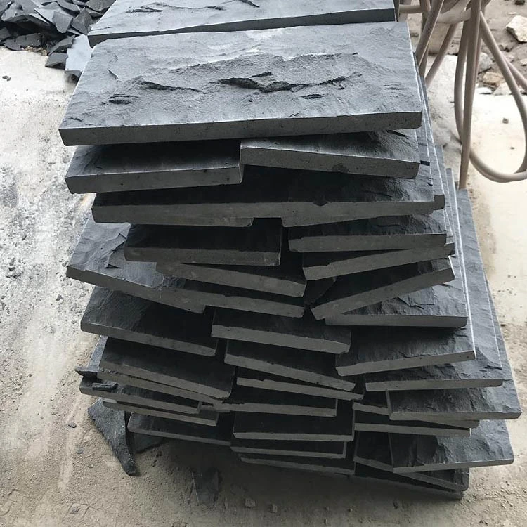 Factory Price Natural Split Murshoom Finish Black Basalt Stone Wall Tiles for Outdoor Wall Cladding