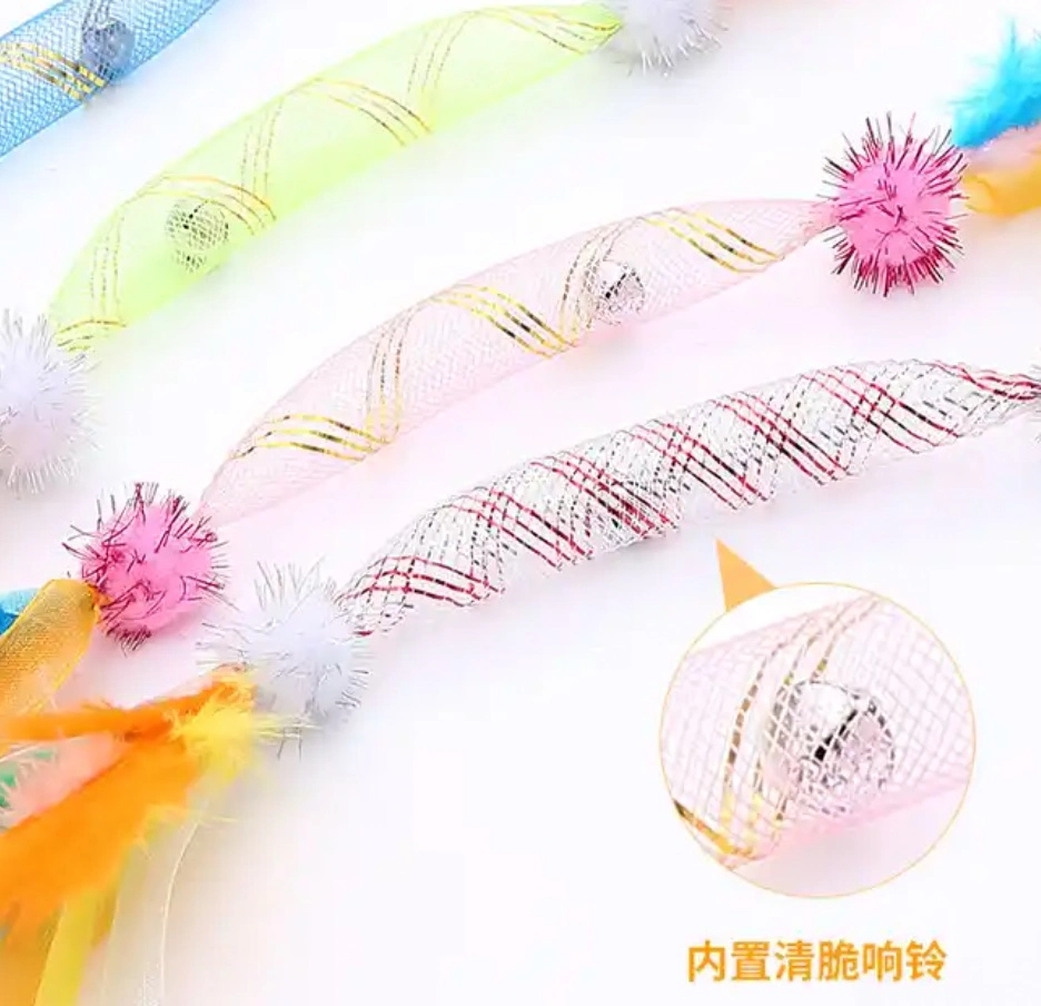 Factory Direct Sales Multi Color Long Tube Interactive Cat Feather Toy