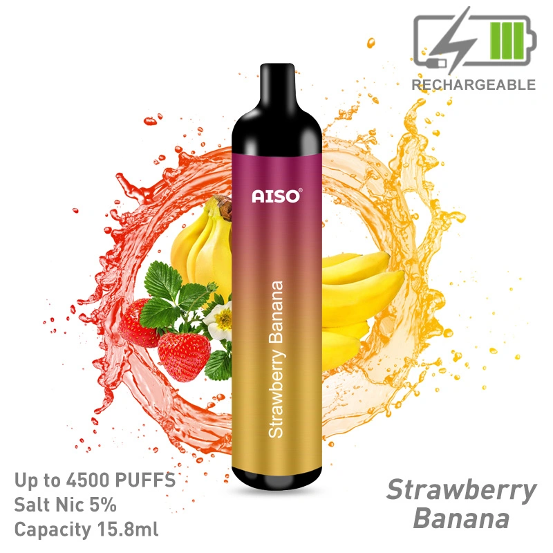 Barre d'AISO 4500 bouffées Vape stylo jetable avec 15,8 ml de sel de 5 % de la nicotine d'E-Jus de fruits