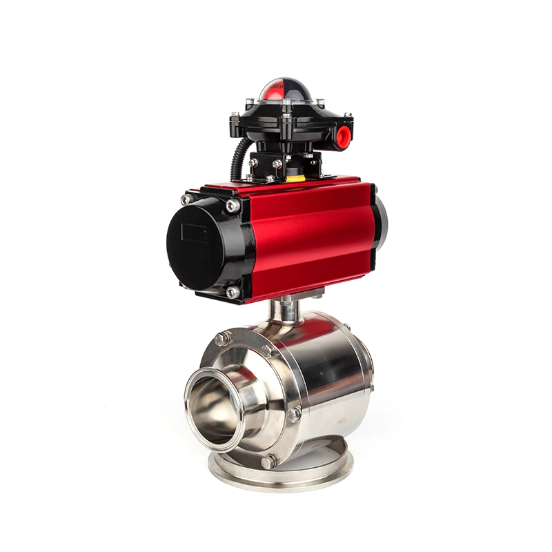 Sanitary Hygienic Stainless Steel SS316 Pneumatic Heavy Type Clamp Ball Valve with Limit Switch