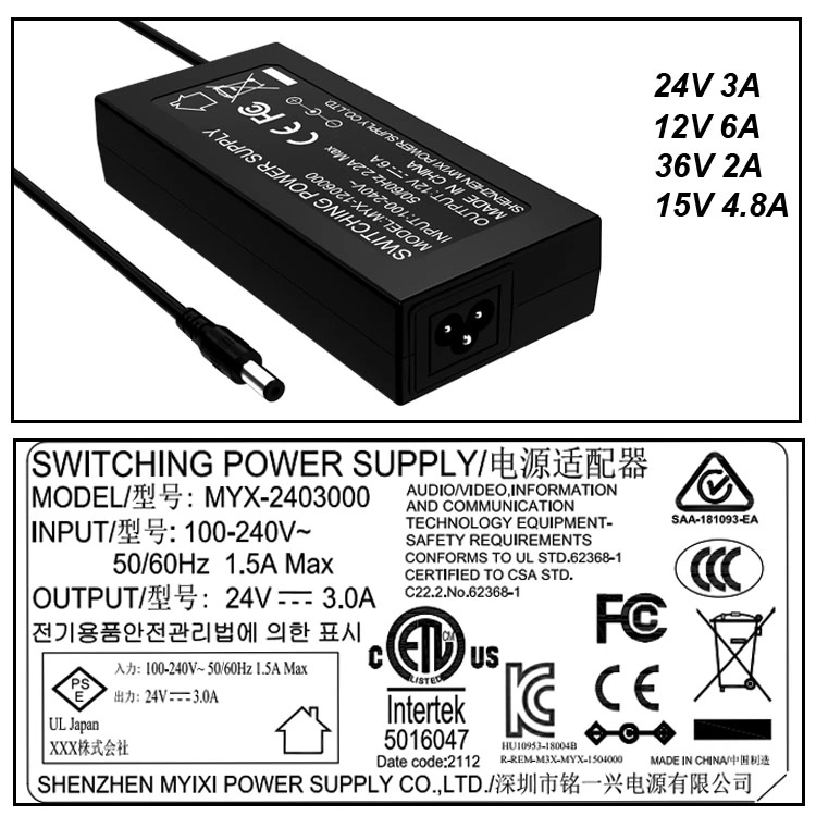 Adaptor 12V 5A 60W AC DC Power Supply 5 AMP 12 Volt Adapter Charger for LCD Screen 5.5mm*2.5mm DC Tip Barrel Jack Connector