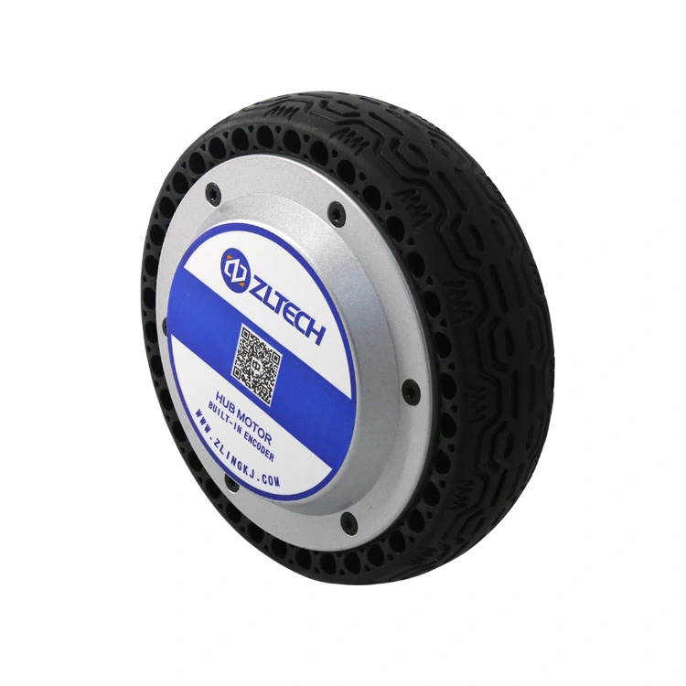 Zltech CE RoHS No-Marking Rubber Tire 6,5inch 24V 48V 8N. M IP65 150kg Load DC Getriebeloser bürstenloser Encoder, Nabenservomotor für fahrradgetriebene Roboter