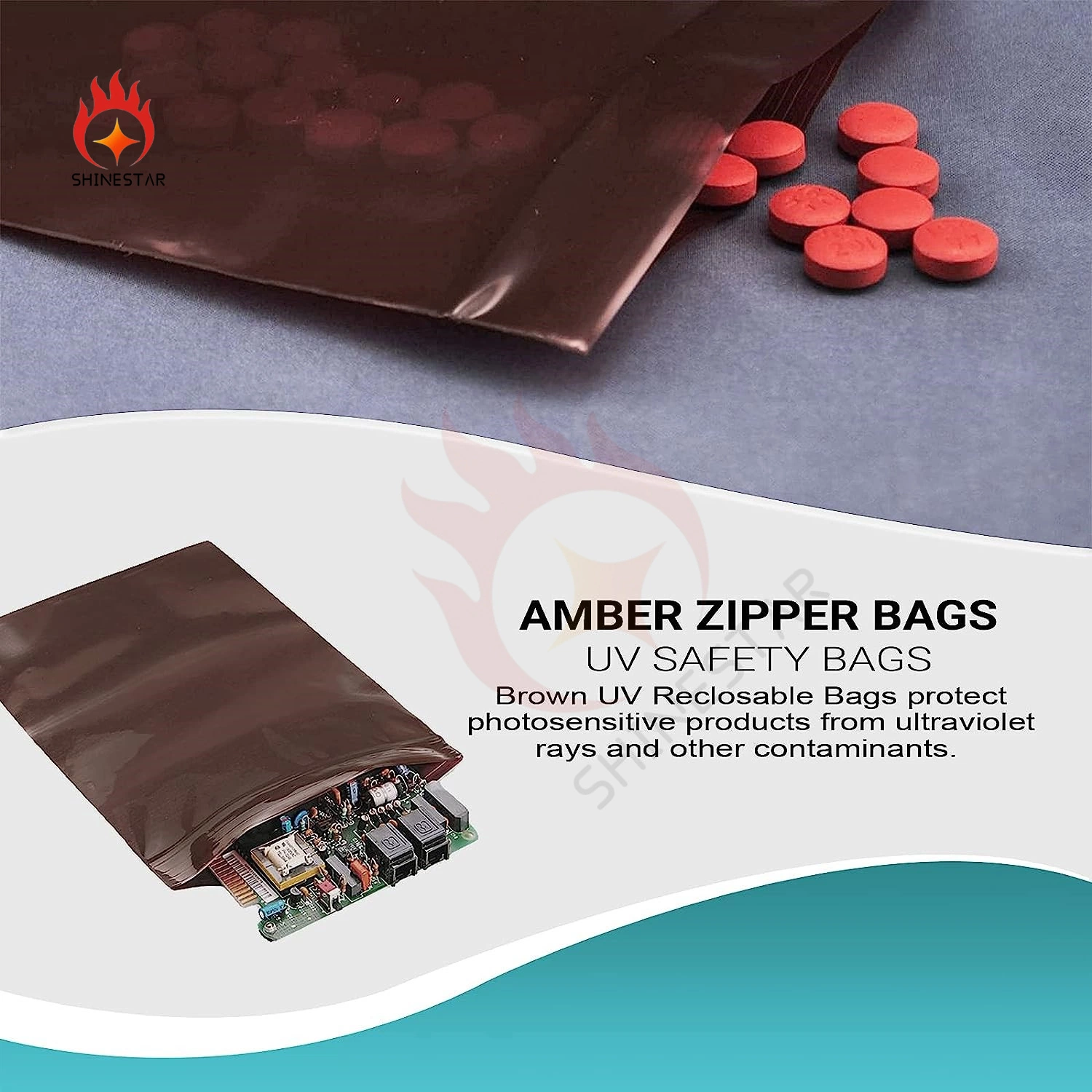 Opaque Brown Color Amber Ziplock Plastic Thick Reclosable Poly Waterproof Bag with Zipper