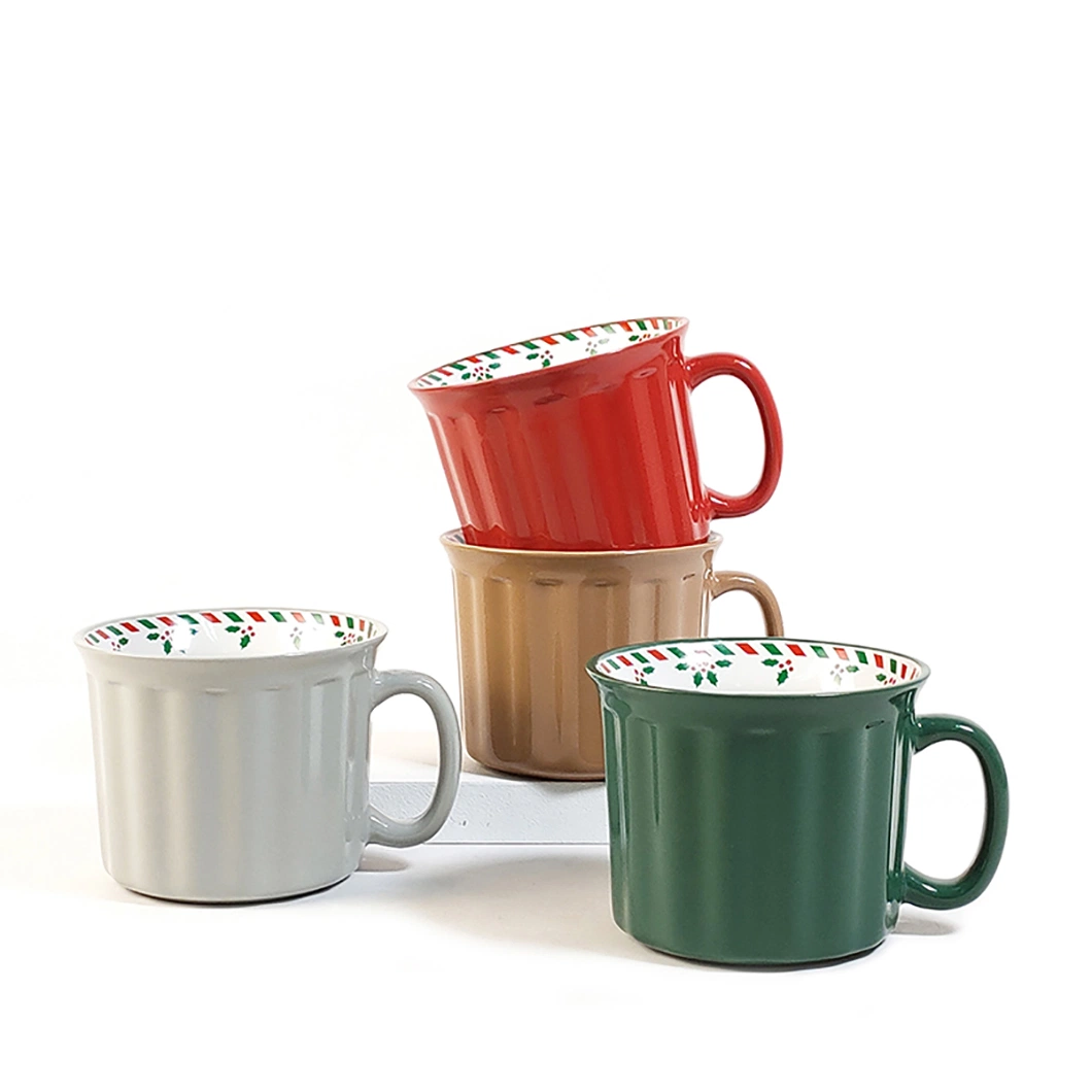 Custom Logo Portable Drinking Travel Coffee Cup Christmas Ceramic Mug Set