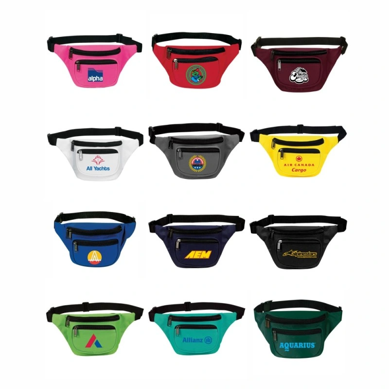 Custom Logo Cheap Waterproof Black Travel Money Belt Fanny Pack Waist Bag