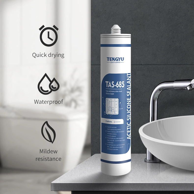 Factory Supply Tas685 300ml Cheap Waterproof Bathroom Mildew Proof RTV Structural Excellent Weather Resistance Acetic Caulking Glue Silicone Sealant Adhesive