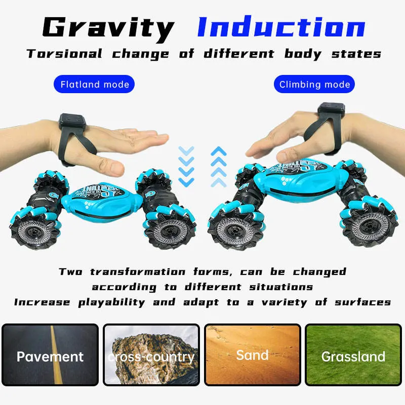 Carro de Juguete Control remoto Toy 3 colores detección de gestos Rotación de coche de mando a distancia RC 360 coche