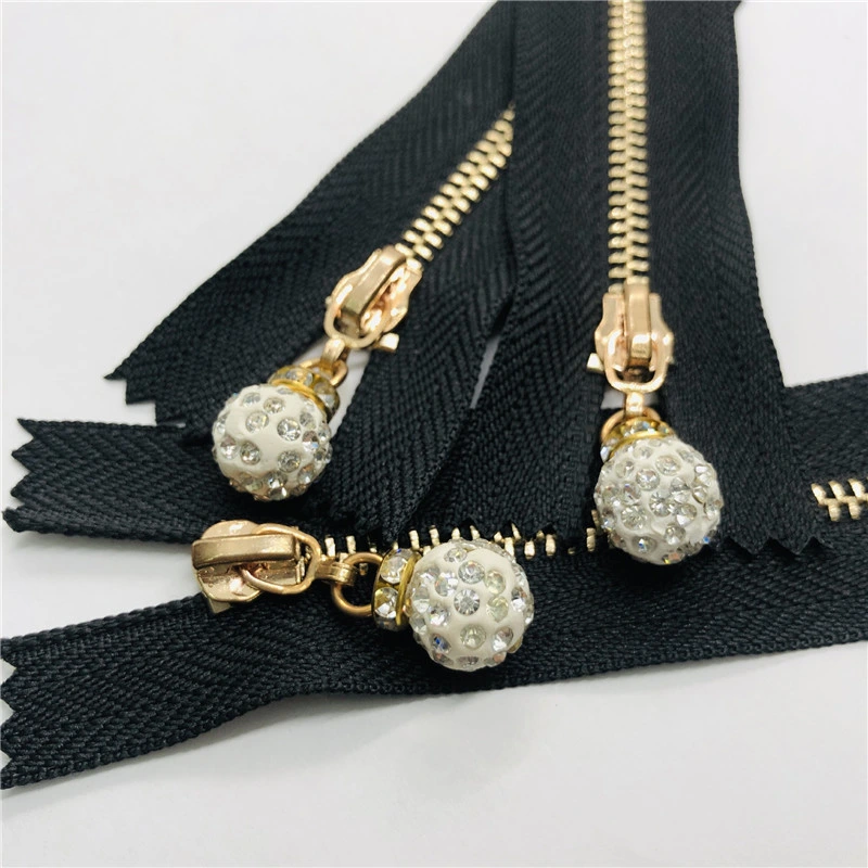 3 # Pearl Zipper Head Diamond Inlaid Zipper Head Full Diamond Zipper Head Clay Inlaid Diamond Zipper Head ABS Pearl Pull Head