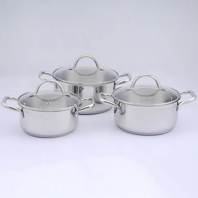 6PCS 304 Stainless Steel Cookware Set with Lid Factory Wholesale/Supplier Cooking Pot Kitchen Ware for Induction Gass All Stovetops 18/20/22cm