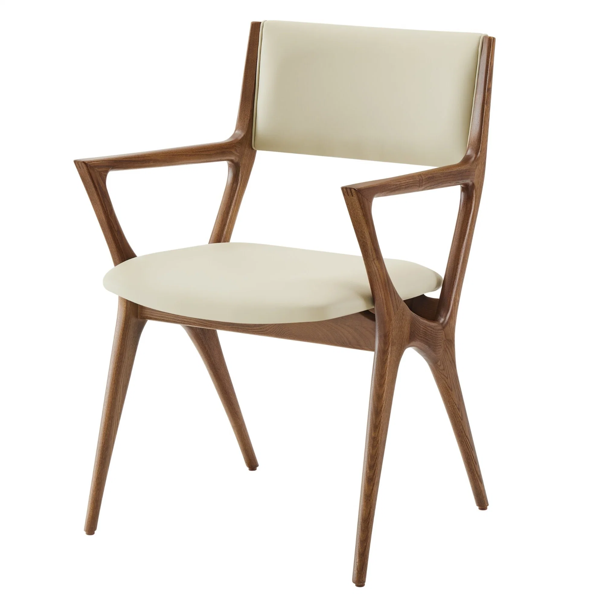 Morden Home Design PVC Indoor Wooden Dining Hotel Restaurant Arm Chair Furniture