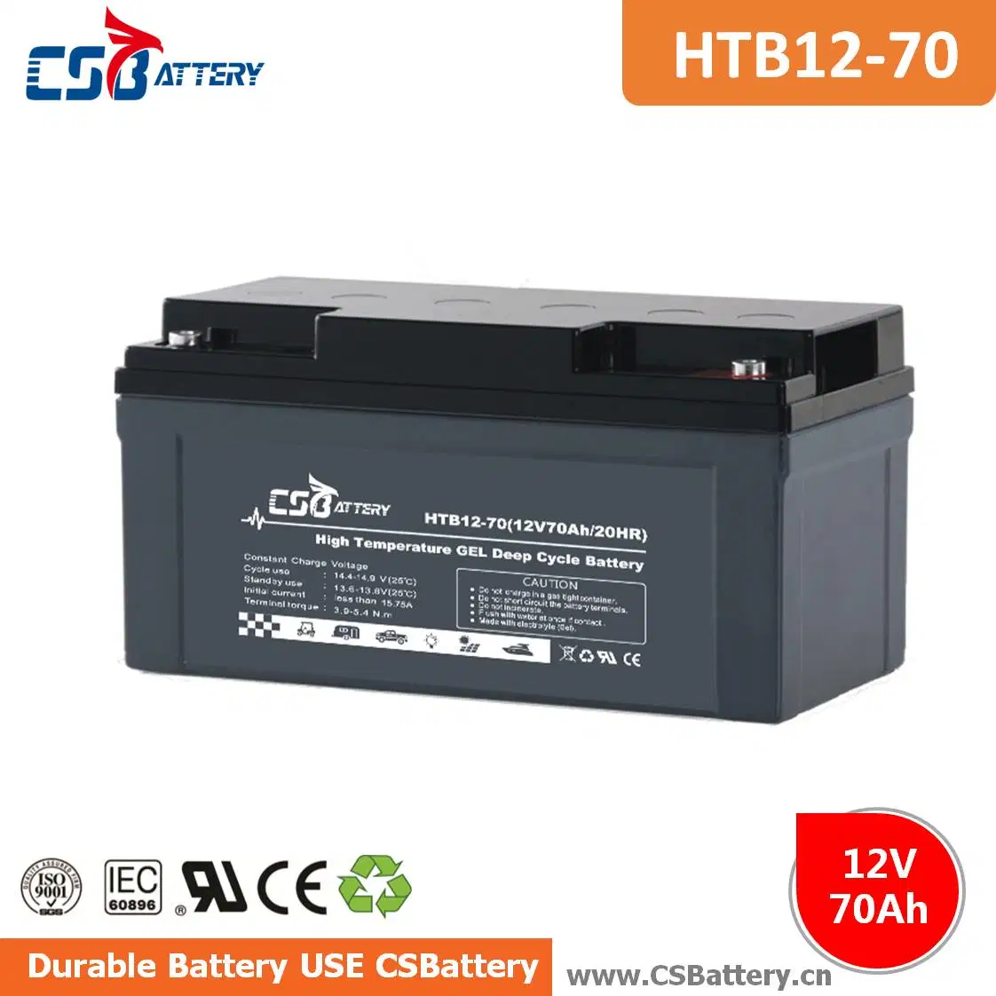 Csbattery 12V100Ah sans entretien batterie gel pour Powered-Heater/Alarme/Agricultural-Machinery/générateur solaire/Amy