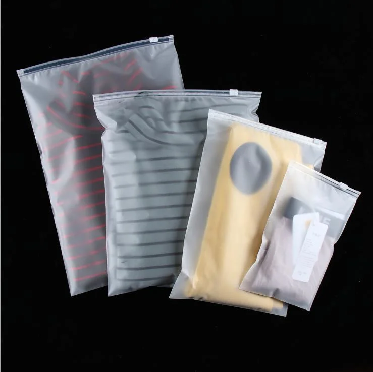 Custom Matte Frosted Transparent Biodegradable Plastic Packaging Zipper Bags with Logo for T Shirt Swimwear