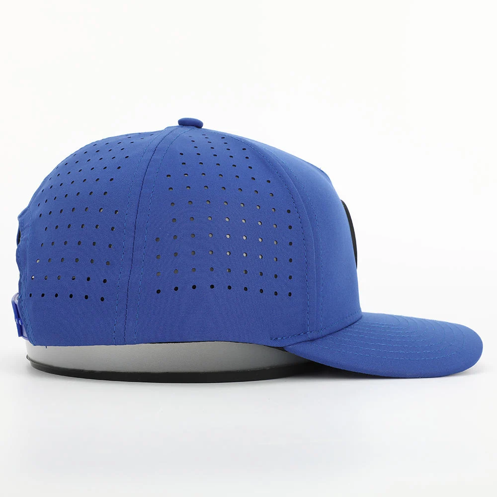 New Fashion Custom PVC Patch Logo 5 Panel Waterproof Polyester Sport Golf Hat, Laser Cut Perforated Dad Gorras, Rope Baseball Cap