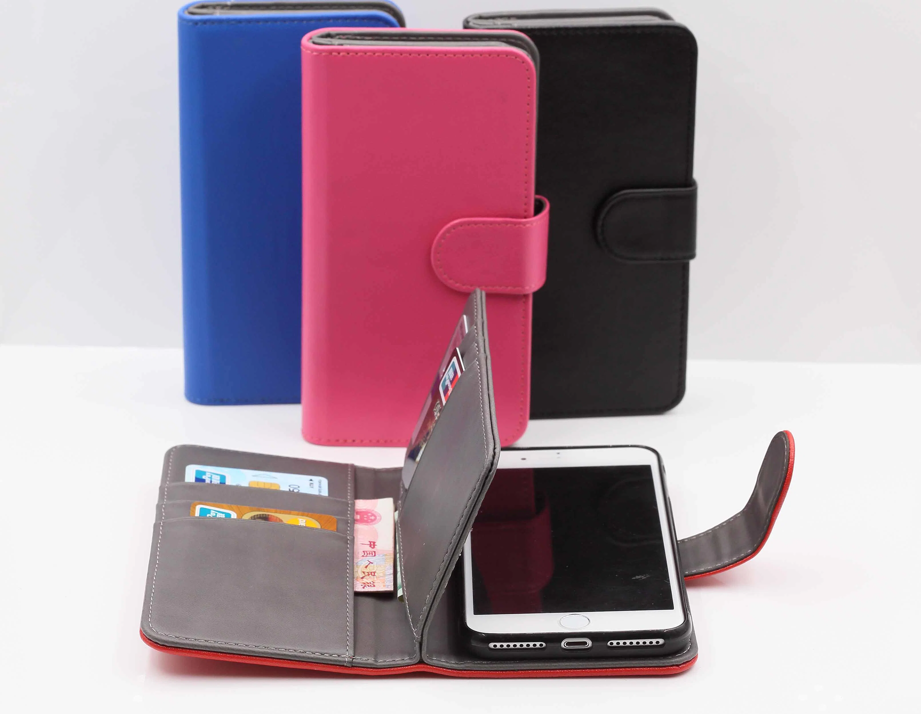 Triple Detachable Magnetic 3 in 1 Geldbörse PU Leder Mobile Handy Buch Flip Schutzhülle Back Case für iPhone 14 Werkseitige OEM-Logo-Kartensteckplätze