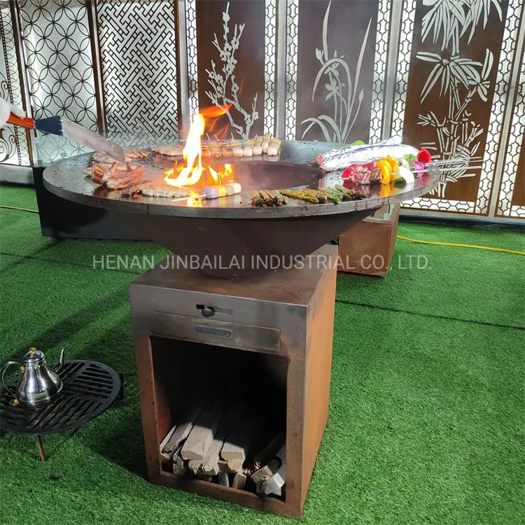 Corten Metal Rusty Color Garden BBQ Grills Table