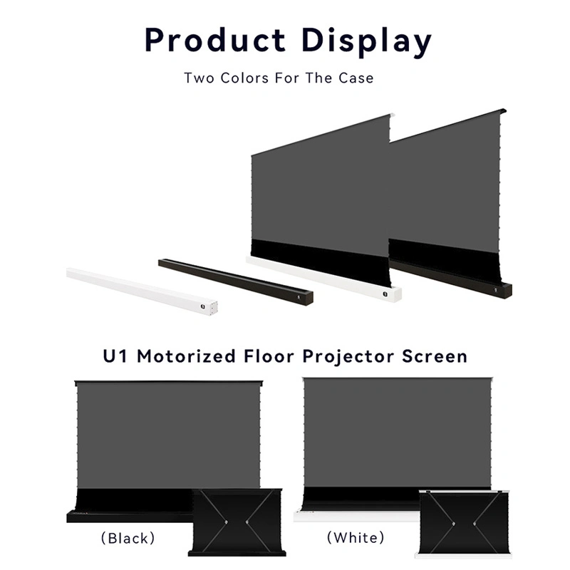 Xijing U1 100 pouces 16:9 Écran de projection sur pied électrique avec télécommande pour bureau Écran motorisé pour projecteur Ust pour le cinéma à domicile.