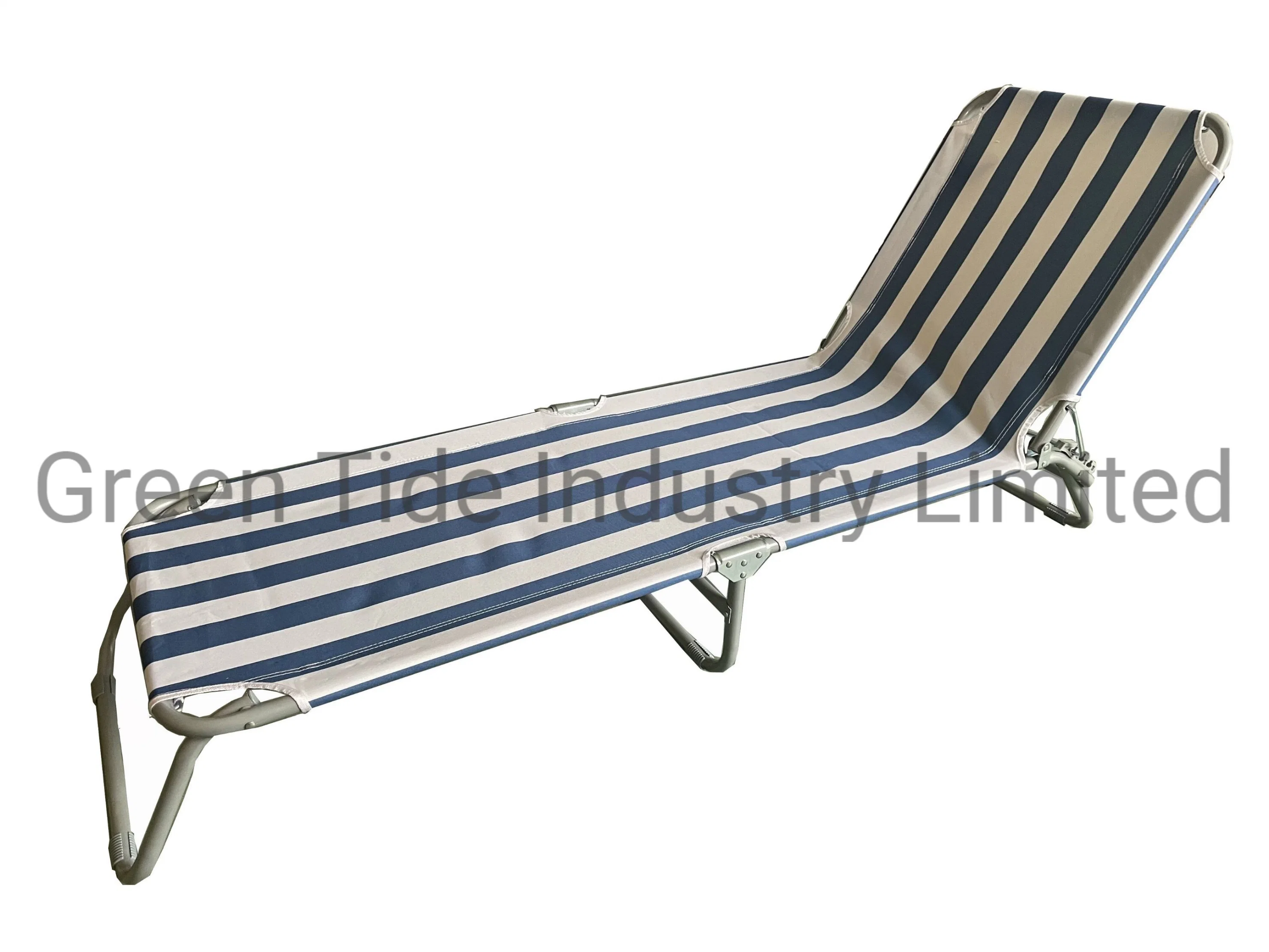 Mobilier d'extérieur Chaise longue pliante à rayures pour le camping et la plage.