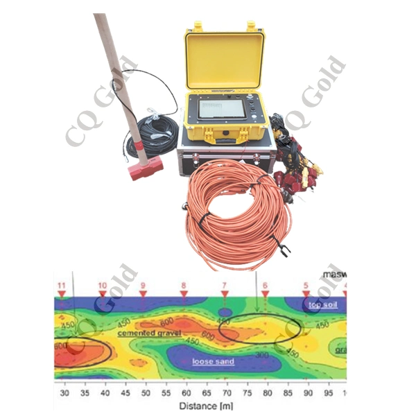 Analizador de ondas sísmicas multicanal onda superficial adquisición de datos MASW Dispositivo de grabación de ondas sísmicas con cable de geófono sismógrafo