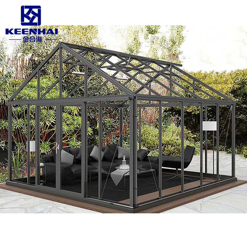 Prefab Lean to Sunroom Conservatory Greenhouse Sun Room Sunroom vidrio Casa Jardín de aluminio de invierno