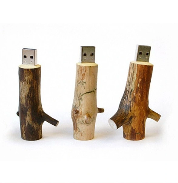 Eco-Friendly Wooden U Disk Gift Tree Branch U Stick Laser Root USB Flash Drive