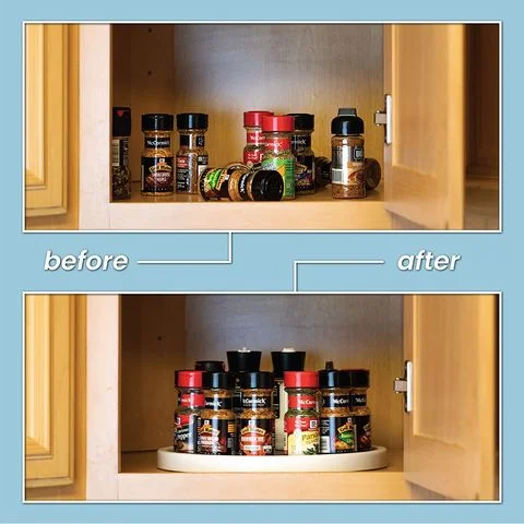 Single Round Rotating Kitchen Spice Organizer for Cabinets Pantry Bathroom Refrigerator