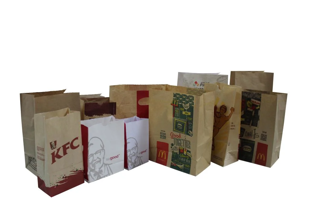 Precio especial totalmente automática de alta velocidad de las palomitas de maíz café, té, bebida de comida rápida fondo cuadrado realizar compras de supermercado Kraft regalo bolsa de papel para llevar Maker 2