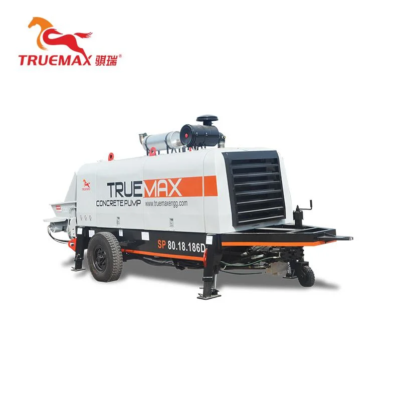 Máquina de venta caliente Truemax Concrete Machinery Sp80.18.186D Bomba de concreto remolcable estacionaria hidráulica de cemento diesel Putzmeister