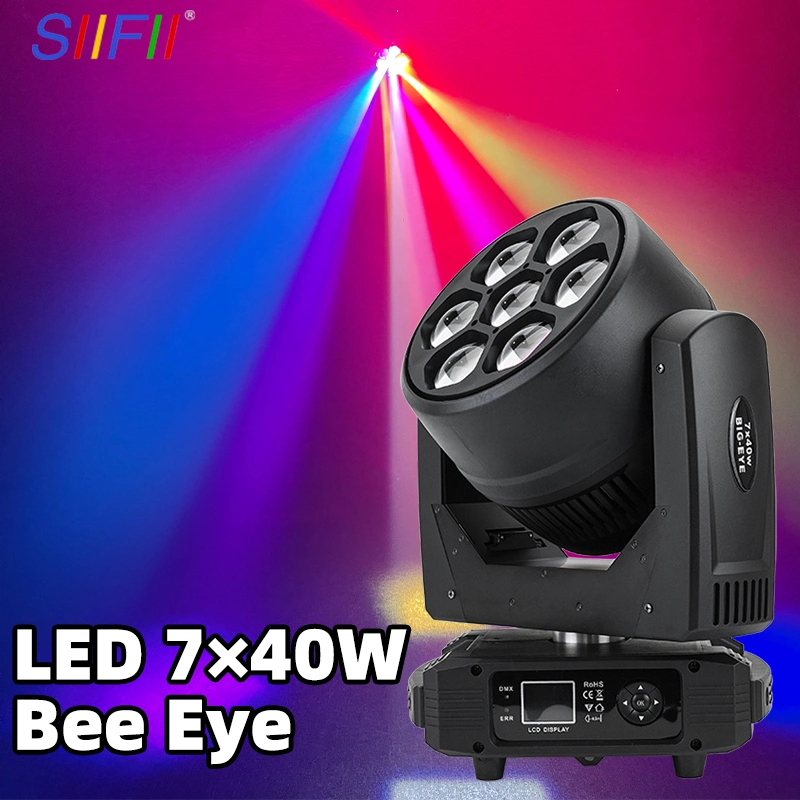 Hot Sale Bee Eye 7X40W RGBW 4in1 Zoom LED Moving Head Stage Light DJ Lights