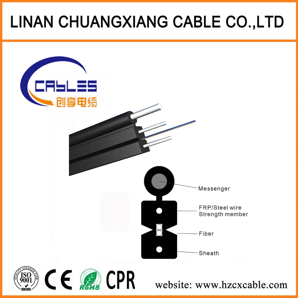 Optical Fiber Cable Single Model FTTH Drop Cable Gjyfxch 1-4 Cores Flat Communication Cable LSZH Steel Wire 1