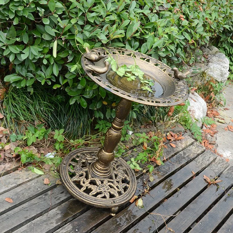 Iron Mixed Aluminum Product Outdoor Garden Decorative Product Rose Birdbath