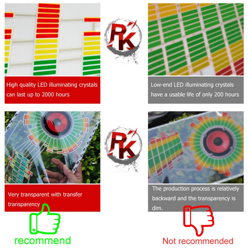 Luz indicadora de luz LED do ritmo da música do automóvel, luz de néon, SOM EL claro Sensor ativado Equalizador do controlo do sensor de voz estilo autocolante do para-brisas traseiro Caixa